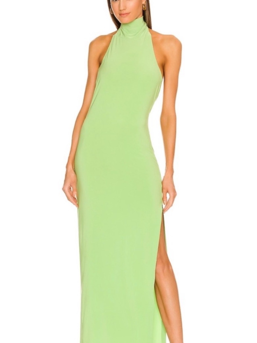 NWT Norma Kamali Halter Turtle Side Slit Gown xs/34